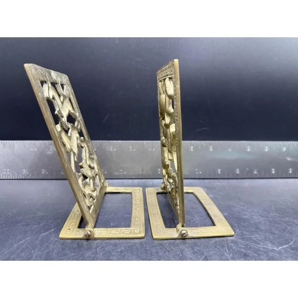 Vintage Pair BRASS COLLAPSIBLE HORSE BOOKENDS, 6 3/4" X 4 1/8" - Picture 10 of 15